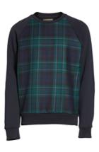 Men's Burberry Beachen Tartan Panel Jersey Sweatshirt, Size - Blue