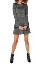 Women's Michael Stars Plaid Ponte Flounce Dress - Grey