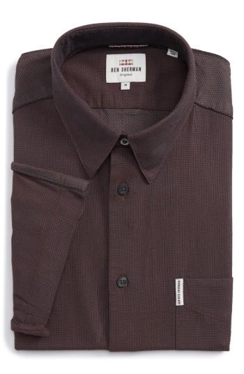 Men's Ben Sherman Dobby Short Sleeve Shirt, Size - Orange