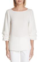 Women's Lafayette 148 New York Winston Finesse Crepe Blouse, Size - White