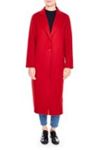 Women's Sandro Long Wool Coat - Red