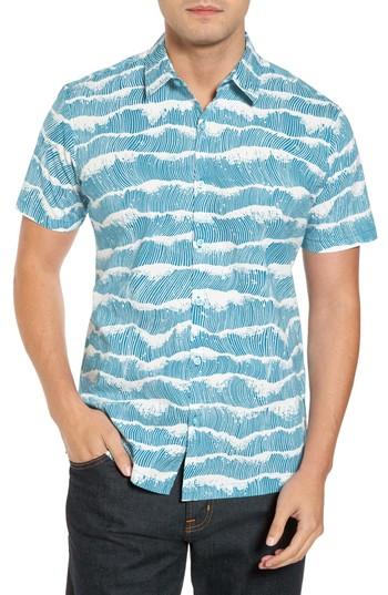 Men's Tori Richard Crest Trim Fit Print Sport Shirt - Blue