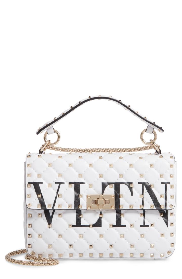 Valentino Garavani Medium Spike. It Vltn Logo Candystud Lambskin Top Handle Satchel -