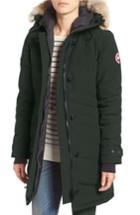 Women's Canada Goose 'lorette' Hooded Down Parka With Genuine Coyote Fur Trim (6-8) - Green