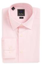 Men's David Donahue Trim Fit Houndstooth Dress Shirt .5 34/35 - Pink