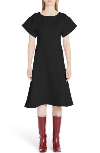 Women's Marni Double Face Wool Crepe A-line Dress Us / 40 It - Black