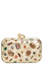 Jimmy Choo Cloud Minaudiere Crystal Embellished Metallic Box Clutch -