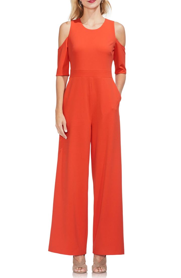 Women's Vince Camuto Cold Shoulder Crepe Jumpsuit - Red