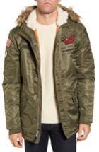 Men's Schott Nyc N3-b Snorkel Flight Jacket With Faux Fur Trim & Lining - Green