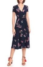 Women's Sezane Amber Floral Silk Wrap Dress Us / 34 Fr - Blue