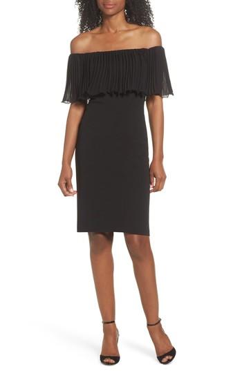 Women's Vince Camuto Pleat Ruffle Off The Shoulder Dress - Black