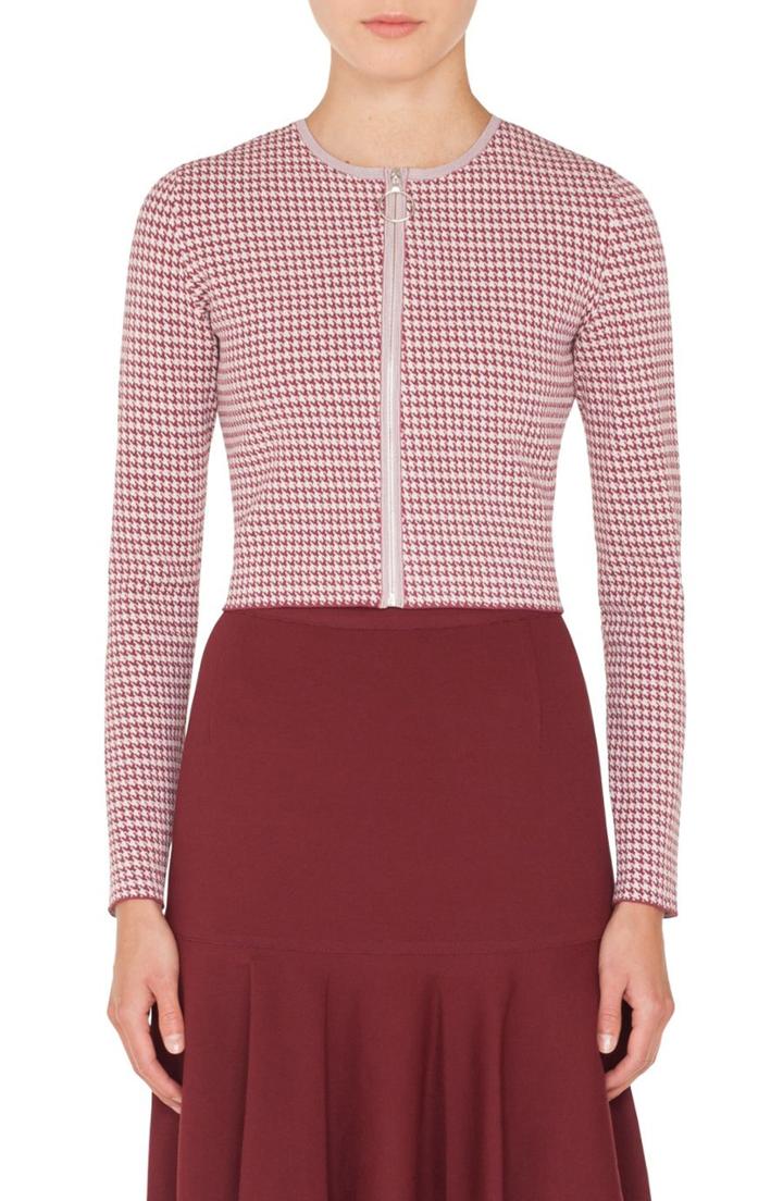 Women's Akris Punto Houndstooth Bolero Zip Cardigan