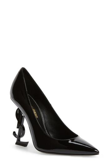 Women's Saint Laurent Opyum Ysl Pointy Toe Pump Us / 34eu - Black