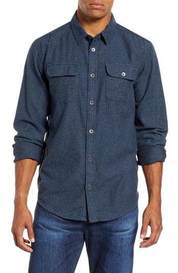 Men's Prana Lybek Regular Fit Herringbone Flannel Shirt - Blue