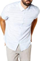 Men's Good Man Brand Slim Fit Stripe Short Sleeve Sport Shirt - Blue