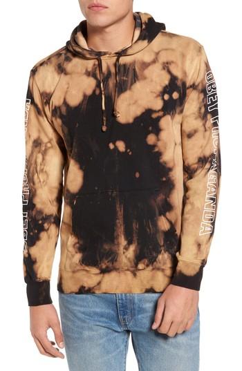 Men's Obey Rough Draft Tie Dye Fleece Hoodie - Black