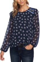 Women's Cece Romantic Ditsy Ruffle Top, Size - Blue