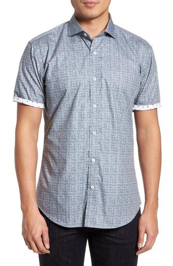 Men's Bugatchi Freehand Shaped Fit Sport Shirt - Grey