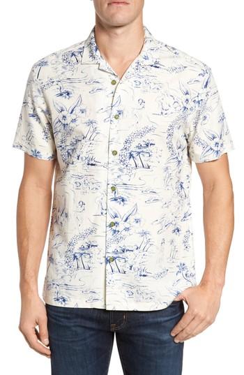 Men's Kahala Konohiki Slim Fit Print Sport Shirt, Size - White