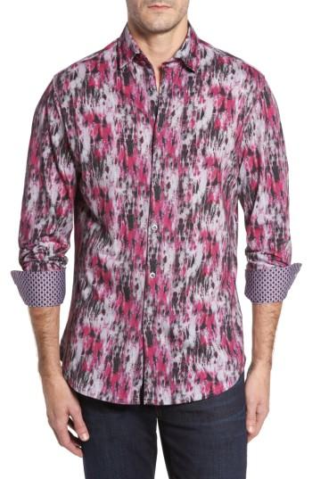 Men's Stone Rose Slim Fit Herringbone Fx Sport Shirt (s) - Pink