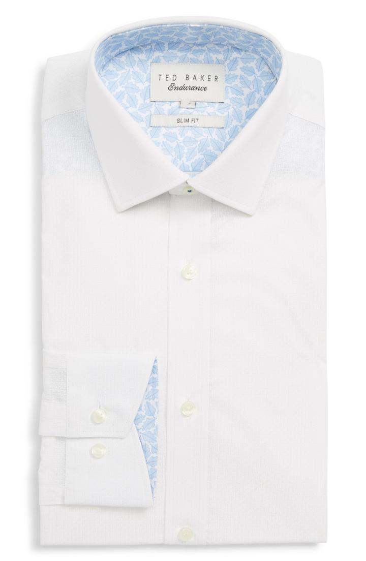 Men's Ted Baker London Sppotz Trim Fit Dot Dress Shirt - White
