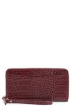 Women's Nordstrom Croc Embossed Leather Continental Wallet - Burgundy