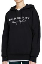 Women's Burberry Krayford Embroidered Cotton Blend Hoodie - Black