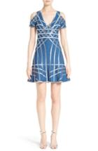 Women's Herve Leger Foil Ribbon Cold Shoulder Dress