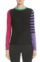Women's Akris Punto Tricolor Knit Wool Sweater - Black