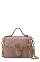Gucci Marmont 2.0 Leather Top Handle Bag - Beige