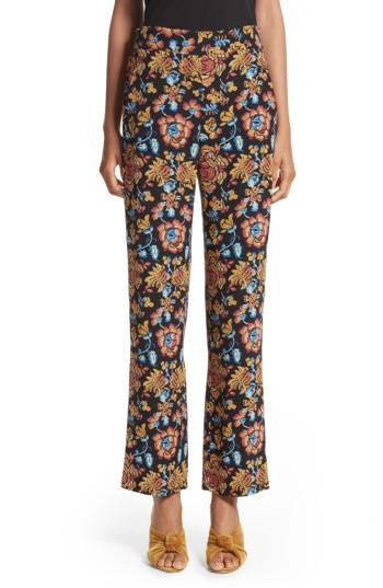Women's Etro Floral Print Silk Pants Us / 44 It - Black