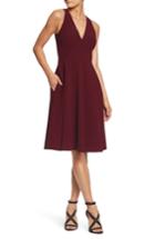 Women's Dress The Population Catalina Tea Length Fit & Flare Dress - Burgundy