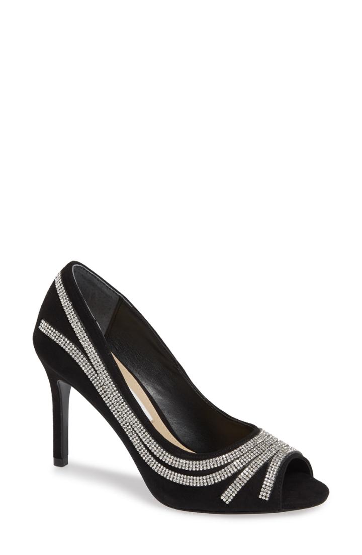 Women's Nina Rylinn Embellished Peep Toe Pump M - Black
