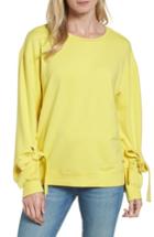 Women's Halogen Grommet Tie Sleeve Sweatshirt - Yellow