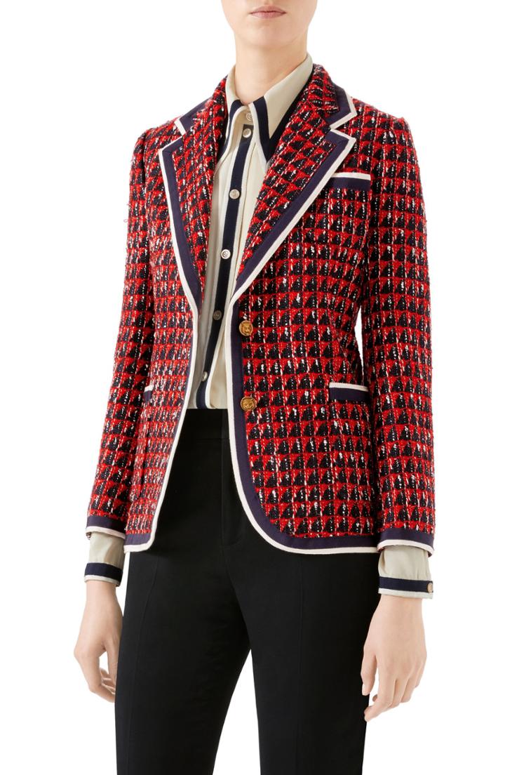 Women's Gucci Geo Tweed Jacket Us / 38 It - Black