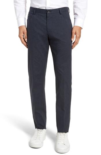 Men's Boss Gaetano Flat Front Stretch Solid Cotton Trousers R - Grey