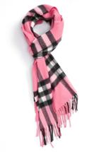 Women's Burberry Heritage Giant Check Fringed Cashmere Muffler, Size - Beige