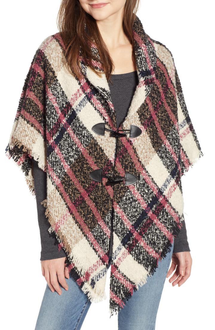 Women's David & Young Plaid Shawl, Size - Beige