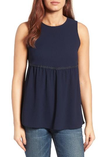Women's Gibson Eyelet Trim Babydoll Top - Blue