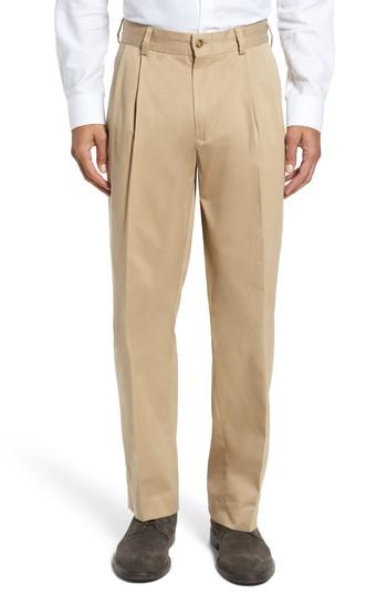 Men's Bills Khakis Classic Fit Pleat Front Chamois Cloth Pants X Unhemmed - Brown