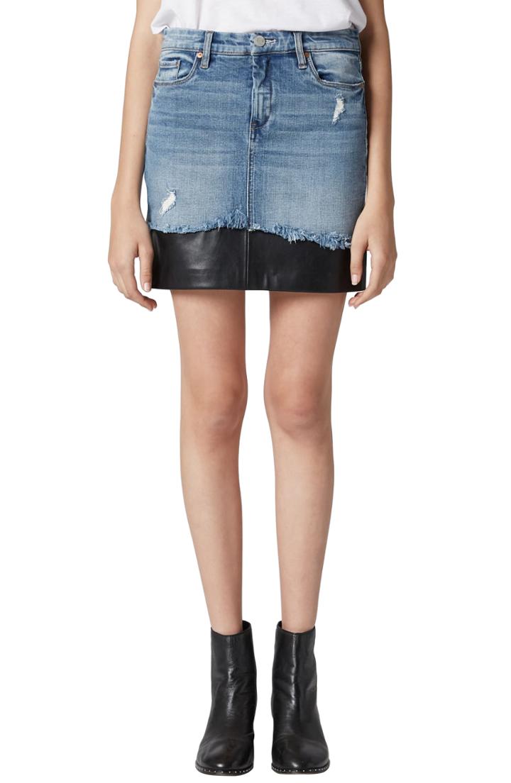 Women's Blanknyc Mixed Media Denim Skirt - Blue