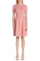 Women's Lela Rose Polka Dot Stretch Jacquard Seamed Dress - Red