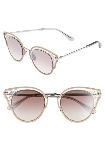 Women's Jimmy Choo Dhelias 48mm Cat Eye Sunglasses - Nude Palladium
