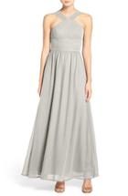 Women's Lulus Cross Neck A-line Chiffon Gown - Grey