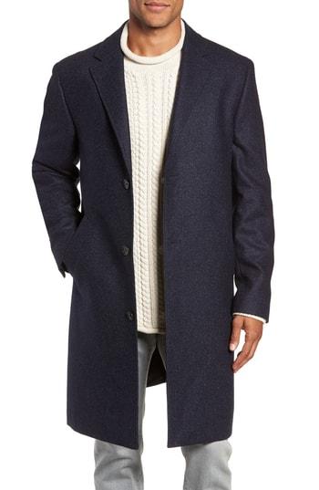Men's J.crew Destination Water Resistant Tweed Topcoat R - Blue