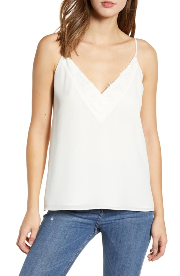 Women's Socialite Lace Trim Camisole Top - Ivory
