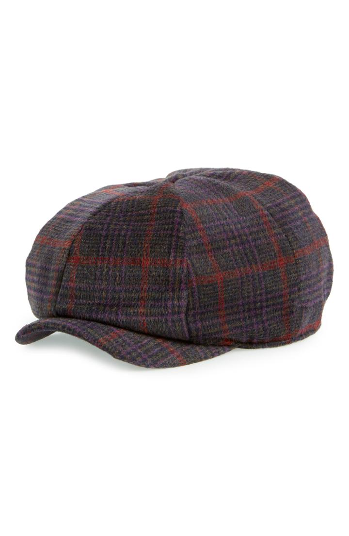 Women's Bp. Plaid Baker Boy Hat - Grey