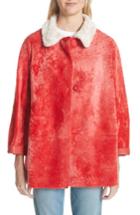 Women's Sofie D'hoore Contrast Collar Genuine Shearling Coat Us / 38 Fr - Red