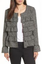 Women's Halogen Ruffle Detail Tweed Jacket