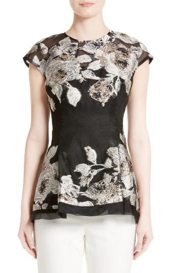 Women's Lela Rose Floral Jacquard Fil Coupe Top